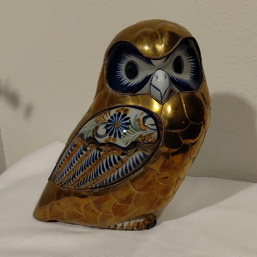 Mixed Metal Owl Art Figurine